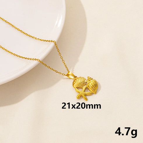 Stainless Steel Textured Starfish Pendant Necklace