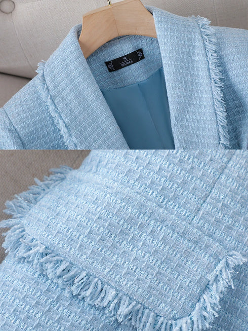 Casual Slim Fit Blazer in Blue for Women