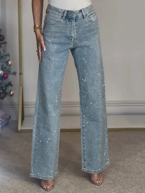 High Waist Distressed Straight Jeans for Women