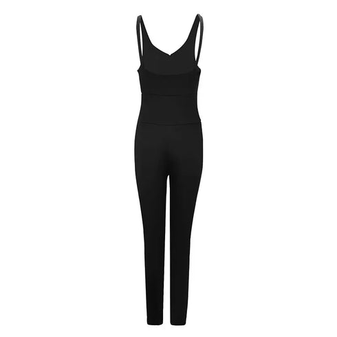 Black Backless Bodycon Jumpsuit for Women