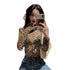 Women’s Leopard Print Turtleneck Long Sleeve Top