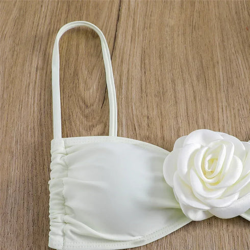 Floral Bandeau Thong Bikini Set for Women