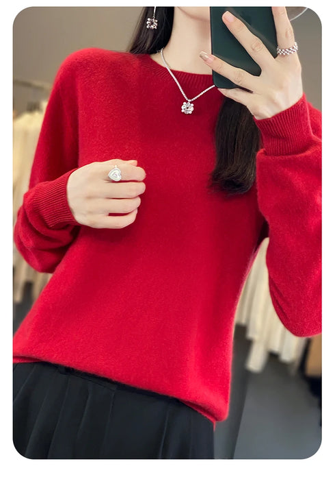 100% Merino Wool Long Sleeve Sweater for Women
