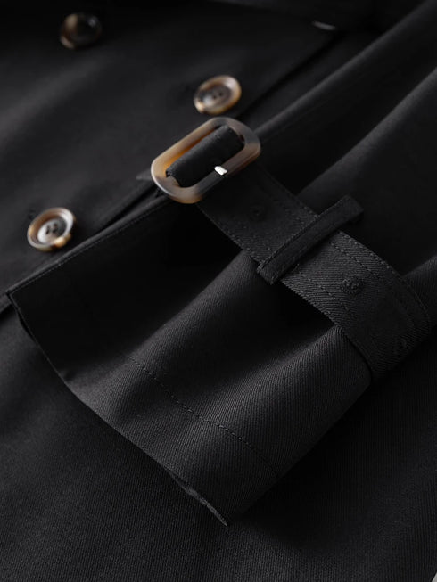 Classic Double-Breasted Mid-Length Trench Coat for Women