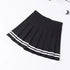 High Waist Pleated Skirt with Cross Embroidery