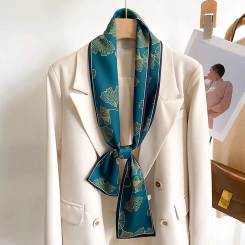 50 Color New Women Silk Printed Design Scarf Shawl Fashion Luxury Long Narrow Small Silk Scarves for Stylish Headbands and Headscarves