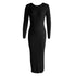 Women Spring Autumn Solid Color Bodycon Knit Dress Long Sleeve Crew Neck Ribbed Dress Slim Fit Long Dress for Effortless Elegance