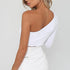 One Shoulder White Crop Top for Women