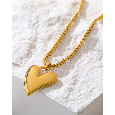 YACHAN Irregular Heart Pendant Necklace in 18K Gold