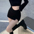 Black High Waist Split Mini Skirt for Women
