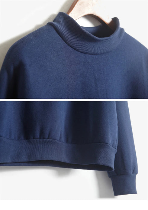 Women's Velvet Turtleneck Long Sleeve Sweatshirt