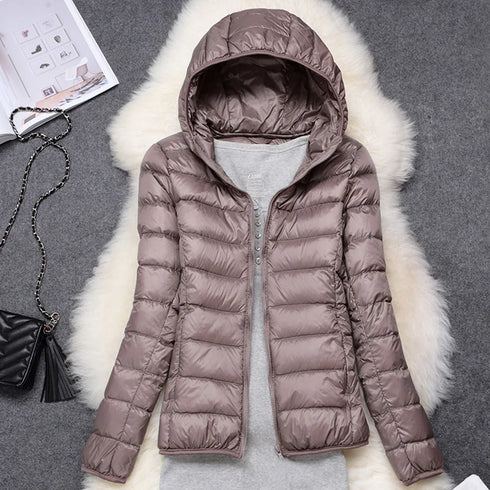 Women’s Lightweight Hooded Puffer Jacket in 15 Colours