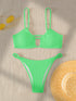 Green Cutout Bikini Swimsuit for Women