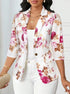 Floral Printed Autumn Blazer with Three Quarter Sleeves