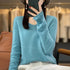 100% Merino Wool V-Neck Pullover Sweater for Women