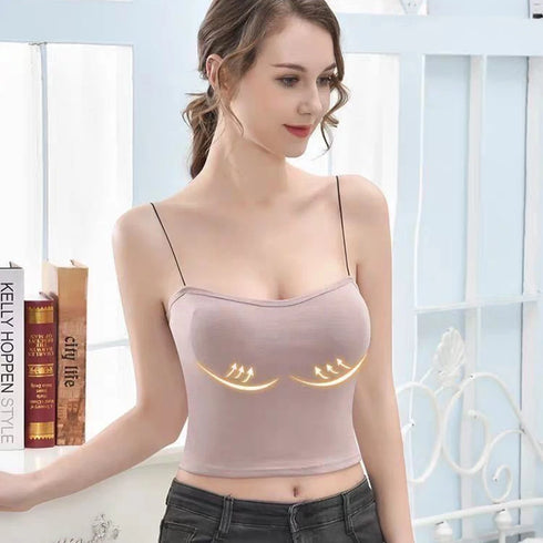 Women's Cotton Sleeveless Crop Top with Removable Pads