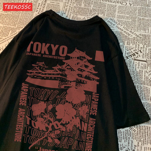 Tokyo Sakura Print Oversized Women's T-Shirt