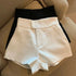 Women's Black High Waisted A-Line Casual Shorts