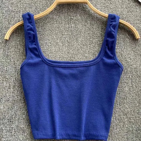 Tank Top Women Sexy Backless Y2K Slim Fit Crop Blouse