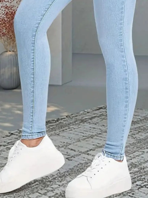 Women's Light Blue Skinny Jeans - Slim Fit Denim Trousers