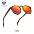 Oi Wood Sunglasses Women Men's Sun Glasses Walnut Wood Round Red Lens Tortoise Shell Frames