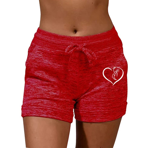 Women’s Summer High Waist Printed Sports Shorts with Pockets for Casual Fitness Running and Lounge Wear