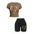Summer Slim-fit T-Shirt & Shorts Set with Hearts Print