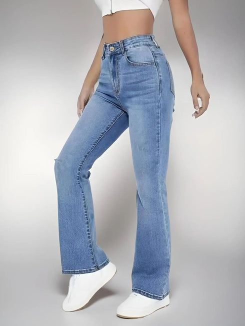 Women's High Waist Flare Jeans in Blue