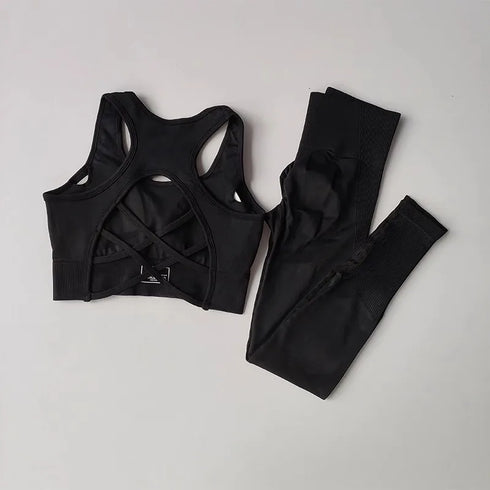 Seamless High Waist Leggings and Sports Bra Set