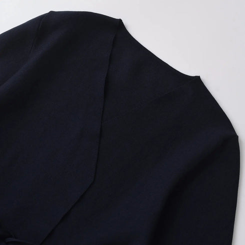 V-Neck Shoulder Pad Knit Blazer for Women