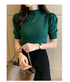 Women's Puff Sleeve Knitted Blouse with Half Turtleneck