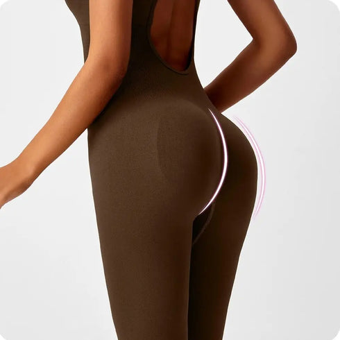 Seamless V-Back Tummy Control Yoga Bodysuit