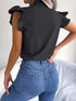 Women's Ruffle Short Sleeve Chiffon Blouse