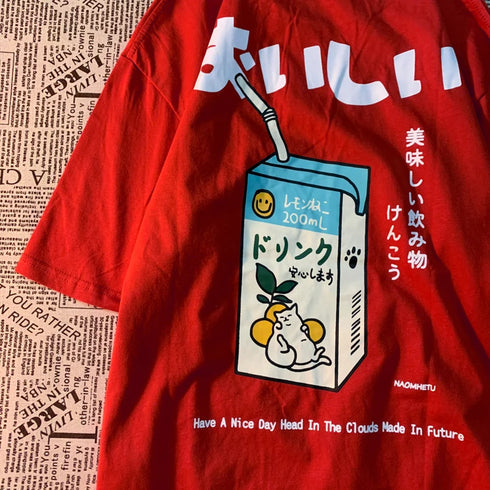 Cute Cat Print Plus Size T-shirt for Women