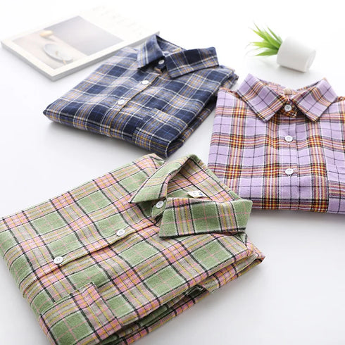 Casual Women's Flannel Plaid Shirt - Autumn Collection