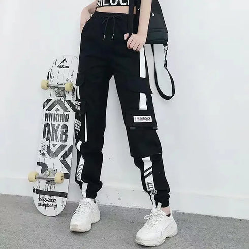Women's Black Cargo Pants with Pockets