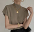Solid Stand-up Collar Knitted Blouse Vest