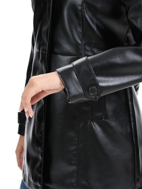 Women's Black Faux Leather Biker Jacket