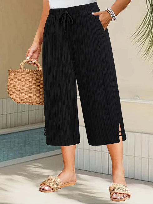 Plus Size Wide Leg Striped Pants for Women