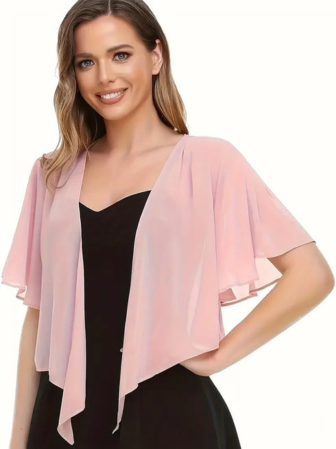 Women's Short Chiffon Cardigan with Front Opening