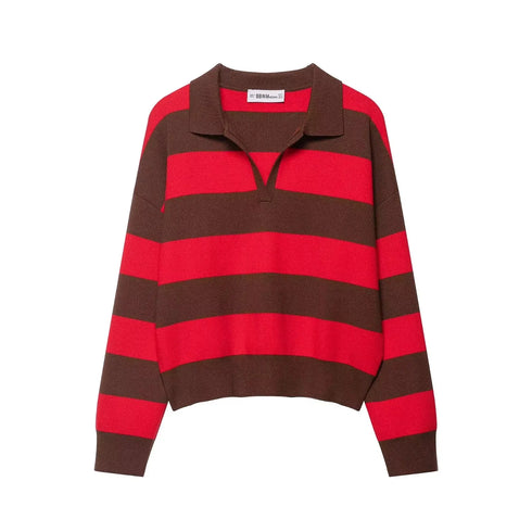 Casual Striped Knitted Pullover Sweater