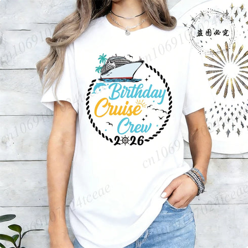 Birthday Crew 2026 Shirts,My Birthday Cruise Crew T-Shirts for Women,Family Party Tops Tees,Friends Cruise T-Shirts,short Sleeve