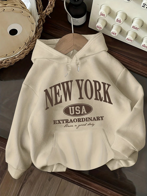 Casual Women's Oversized Hoodie with New York Print