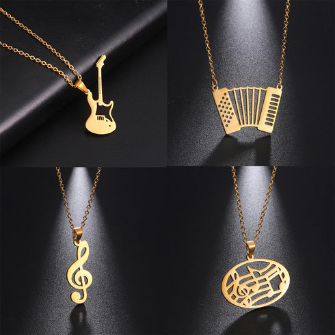 Lemegeton Stainless Steel Music Necklace Pendant for Women