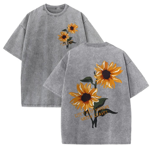 Plus Size Floral Print Cotton T-Shirt for Women