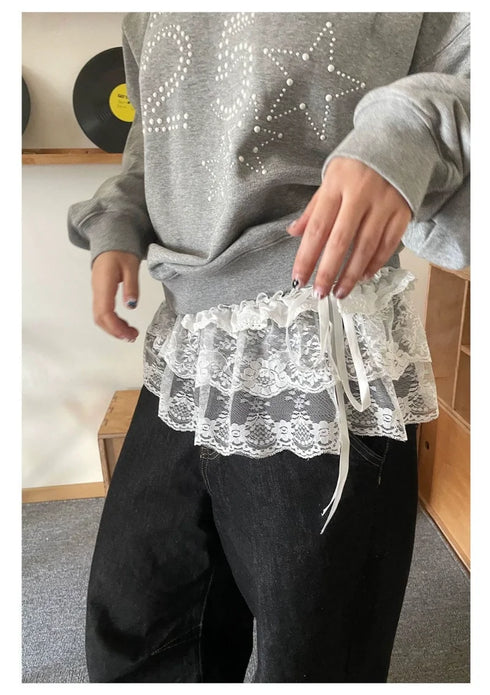 Women’s Y2K Lace Mini Layered Skirt