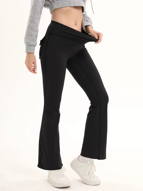 Women's High Waisted Flared Yoga Pants with Pockets