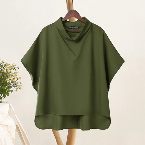 2025 ZANZEA Stylish Office Shirt Women Blouse Chic Pile Collar Half Sleeve Solid Tops Female OL Work Blusas Mujer Loose Chemise