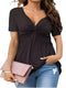 Women Plus Size 1XL-5XL V-Neck Shirt Flattering Short Sleeves Fashionable Twist Detail Premium Casual Wear for Women