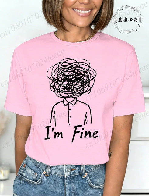 Harajuku I'm Fine Graphic T-Shirt for Women